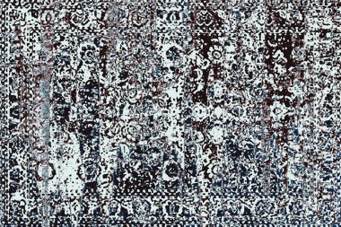 Geometrik Pers halk stili Orijinal yıkanmış halı tasarımı ve grunge desenli illüstrasyon 