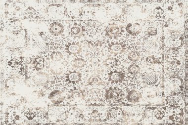 Geometrik Pers halk stili Orijinal yıkanmış halı tasarımı ve grunge desenli illüstrasyon 