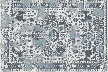 Geometrik Pers halk stili Orijinal yıkanmış halı tasarımı ve grunge desenli illüstrasyon 