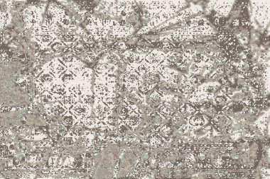 Geometrik Pers halk stili Orijinal yıkanmış halı tasarımı ve grunge desenli illüstrasyon 