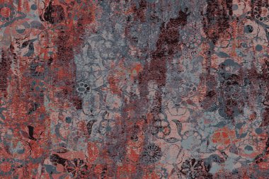 Geometrik Pers halk stili Orijinal yıkanmış halı tasarımı ve grunge desenli illüstrasyon 