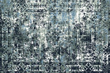 Geometrik Pers halk stili Orijinal yıkanmış halı tasarımı ve grunge desenli illüstrasyon 