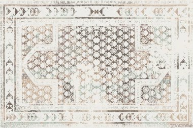 Geometrik Pers halk stili Orijinal yıkanmış halı tasarımı ve grunge desenli illüstrasyon 