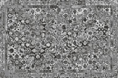 Geometrik Pers halk stili Orijinal yıkanmış halı tasarımı ve grunge desenli illüstrasyon 