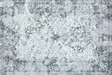 Geometrik Pers halk stili Orijinal yıkanmış halı tasarımı ve grunge desenli illüstrasyon 