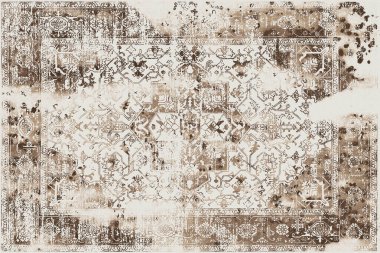 Geometrik Pers halk stili Orijinal yıkanmış halı tasarımı ve grunge desenli illüstrasyon 