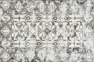 Geometrik Pers halk stili Orijinal yıkanmış halı tasarımı ve grunge desenli illüstrasyon 