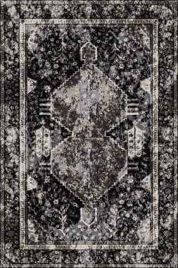 Yüksek çözünürlüklü renkli ve desenli geleneksel İran halısı