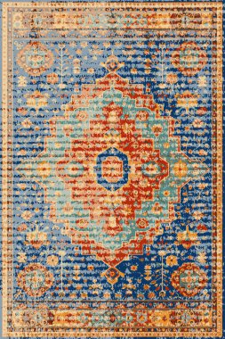 Yüksek çözünürlüklü renkli ve desenli geleneksel İran halısı