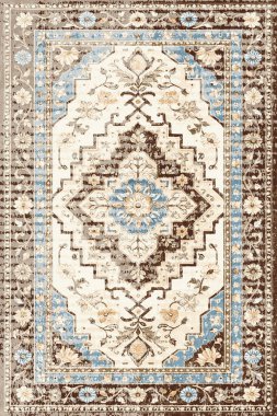 Yüksek çözünürlüklü renkli ve desenli geleneksel İran halısı