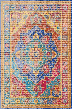 Yüksek çözünürlüklü renkli ve desenli geleneksel İran halısı