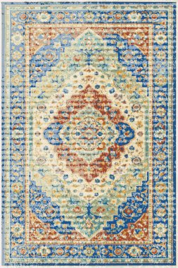 Yüksek çözünürlüklü renkli ve desenli geleneksel İran halısı