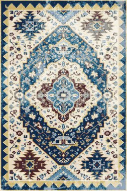 Yüksek çözünürlüklü renkli ve desenli geleneksel İran halısı