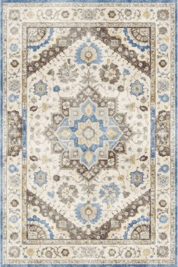 Yüksek çözünürlüklü renkli ve desenli geleneksel İran halısı