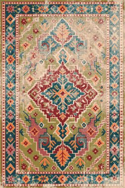 Yüksek çözünürlüklü renkli ve desenli geleneksel yazdırılmış halı