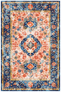 Yüksek çözünürlüklü renkli ve desenli geleneksel yazdırılmış halı