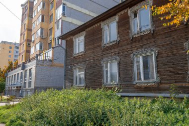 Eski ahşap şehir manzarası