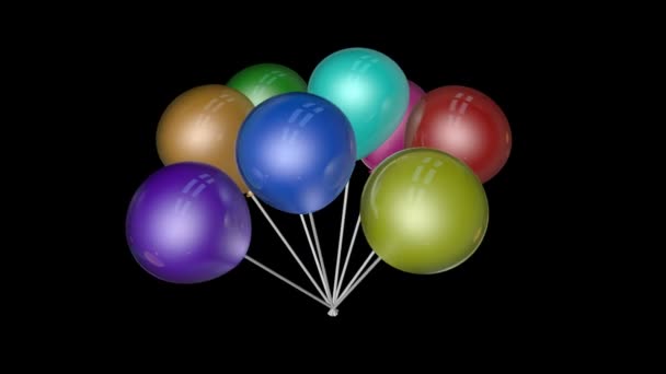 Manojo volador de globos de colores — Vídeo de stock