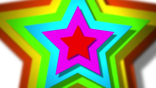 Вращающиеся разноцветные звезды — стоковое видео