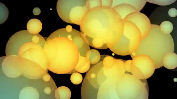 Flying yellow bubbles — Stock Video