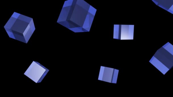 Flygande blått glas lådor — Stockvideo