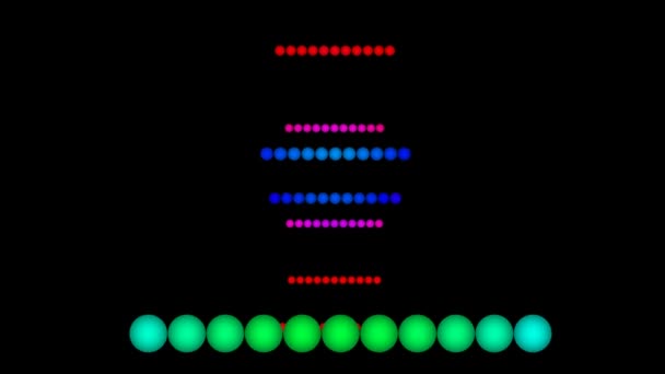 Перемещение цветных рядов мячей — стоковое видео