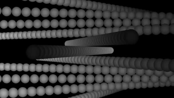 Fileiras de esferas brancas rotativas — Vídeo de Stock