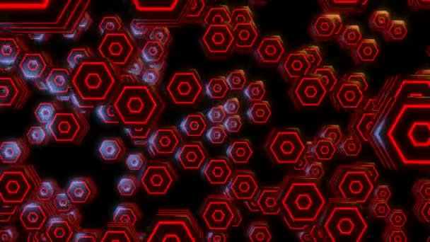 Moving red hexagons — Stock Video