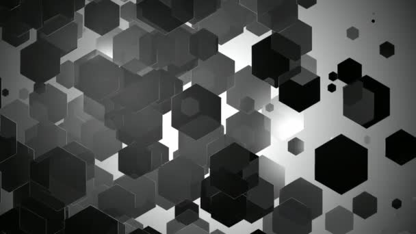 Animación hexagonal en blanco y negro — Vídeos de Stock