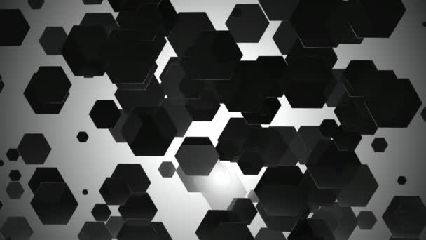 Zwart-wit zeshoekige animatie — Stockvideo