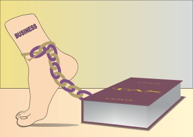 İş bacağından zinciri ve vergi kodu (kitap) yükü. Vektör