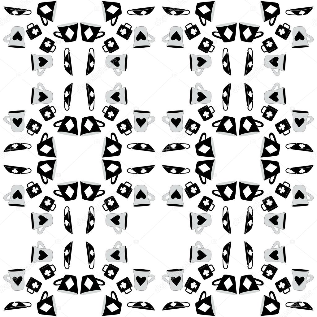 seamless ornamental pattern background -cups and suits