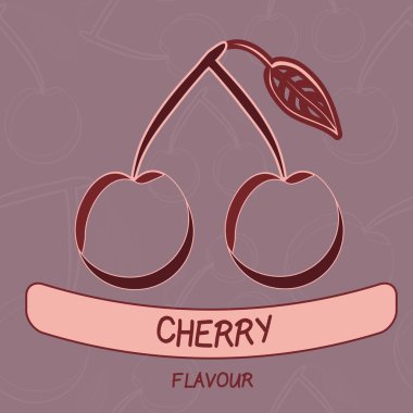 Pembe sorunsuz arka plan üzerindeki kiraz lezzet (tat) mühür