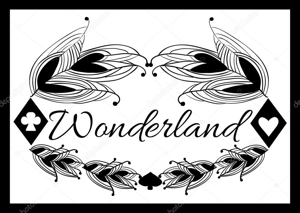 Alice's Advetures in Wonderland Black Pattern- Suitable for Logo, Business Card, Banner or Leaflet. Vector Illustration