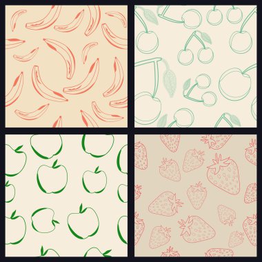 Set of Four Fruit Seamless Patterns