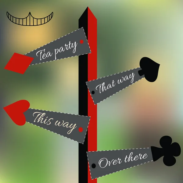 Alice Set of Four Arrow Signs from Wonderland World — Διανυσματικό Αρχείο