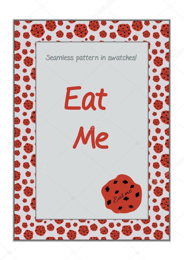 Invitation postcard Eat Me Cookie from Wonderland.