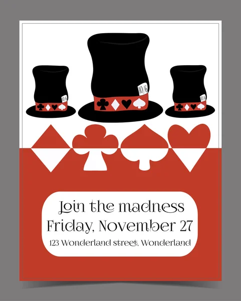 Invitation card - Hatter Hat from Wonderland. — Stock Vector