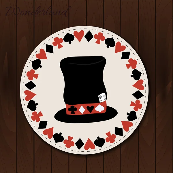 Hatter hat - drink coaster from Wonderland. — Stock Vector