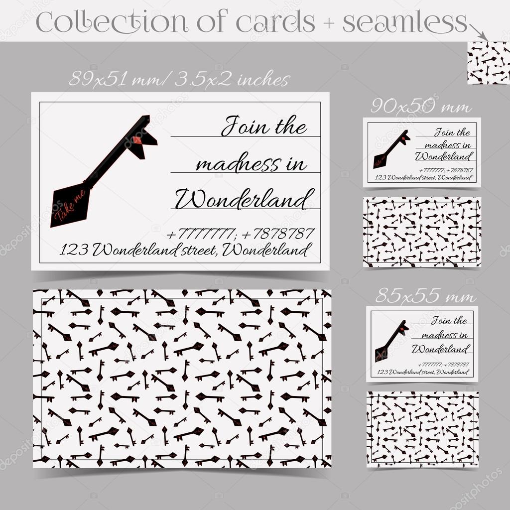 Cards Templates - Key from Wonderland. Print Ready All Sizes Vector Illustration for Graphic Projects, Parties and the Internet.