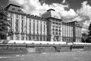 San Pellegrino Terme: Grand Hotel. Siyah ve beyaz fotoğraf
