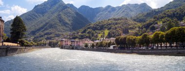 San Pellegrino Terme wide panorama. Color image clipart