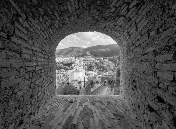 Außenansicht Der Burg Von Ruffo Calabria Dorf Scilla Region Kalabrien — Stockfoto