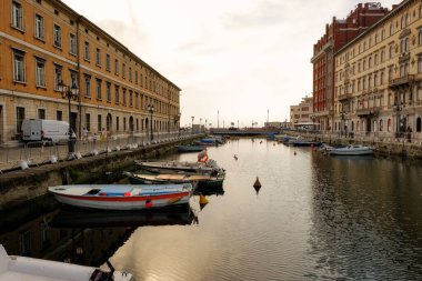 Adriyatik Denizi kıyısındaki Trieste kanalının manzarası. Kuzey İtalya, Friuli Bölgesi.