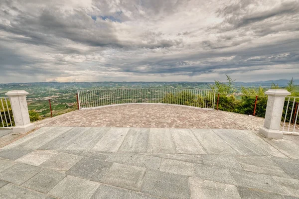 Famous Panoramic Viewpoint Morra Vineyards Typical Village Hilly Region Langhe — Stock Photo, Image