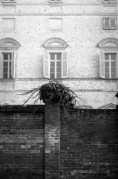 Govone 城堡，Cuneo (皮埃蒙特，意大利北部) 朗格丘陵区。黑白照片 — 图库照片