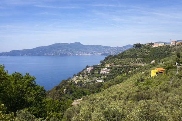 Vista de la costa de Liguria, primavera. Imagen en color — Foto de Stock