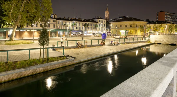 Darsena, Milan şehir, yaz gecesi. Renkli görüntü