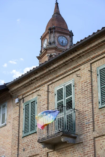 Bra (Cuneo): old palace facade. Color image — Stock Photo, Image