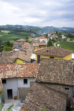 Langhe Dağlık Bölge: Serralunga d'Alba (Cuneo) bakış. Renkli görüntü